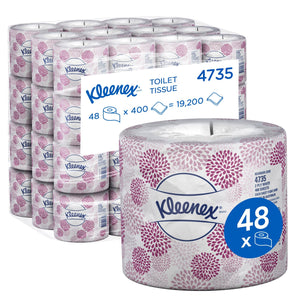 KLEENEX® Toilet Tissue (4735), 2 Ply Toilet Paper, 48 Toilet Rolls / Case, 400 Sheets / Roll (19,200 Sheets) - Packware