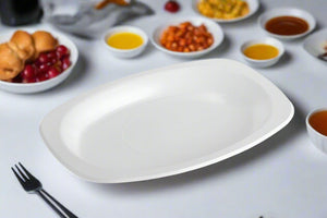 Large Oval Plates Heavy Duty White 210x300mm - Packware