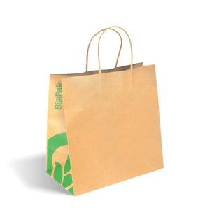 Large Twist Handle (300x305x170mm) Kraft Paper Bags - Packware