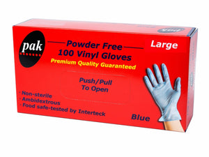 Large Vinyl Blue Powder Free Gloves Box Of 1000 - Packware