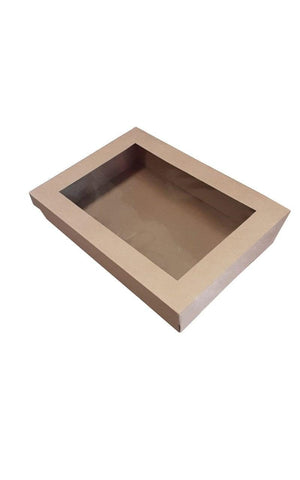 Medium Catering Tray with Kraft Window Lid - 380x275x80mm - Pack of 50 - Packware