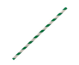 Paper straw regular - green stripe 2500pc/ctn - Packware