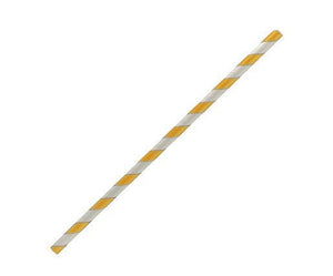 paper straw regular - yellow stripe 2500pc - Packware