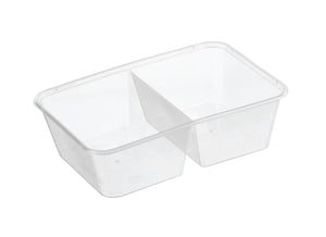 Rectangle Two Compartment Plastic Storage Containers Natural 650ml GENFAC - Packware