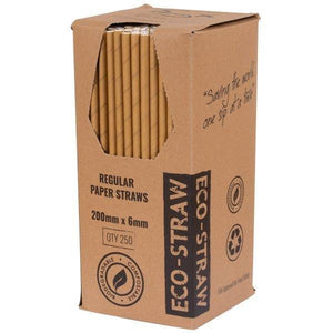 Regular Brown/Kraft Paper Straws - Box of 2500 (250 per Inner box) - Packware