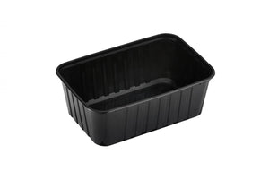 Ribbed Rectangle Plastic Containers Black 1000ml GENFAC - Packware