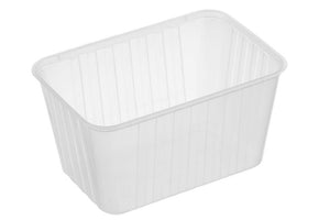 Ribbed Rectangle Plastic Containers Natural 1500ml GENFAC - Packware