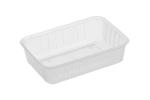 Ribbed Rectangle Plastic Containers Natural 680ml GENFAC - Packware