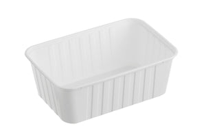 Ribbed Rectangle Plastic Containers White 1000ml GENFAC - Packware