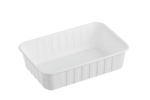 Ribbed Rectangle Plastic Containers White 680ml GENFAC - Packware