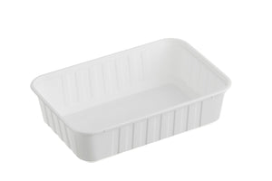 Ribbed Rectangle Plastic Containers white 750ml GENFAC - Packware