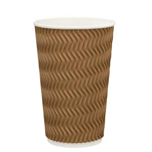 Ripple Wall Coffee Cups - Brown - 16oz/473ml | Elegant Design - Packware