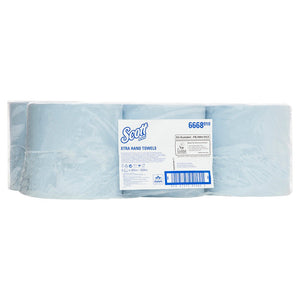 SCOTT® Blue Hard Roll Towel (6668), Paper Towel Roll, 6 Rolls / Case, 305m / Roll (1,830m) - Packware