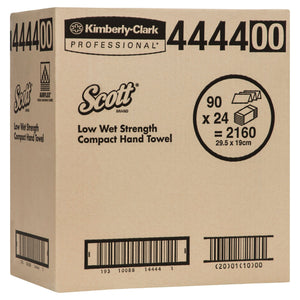 SCOTT® Low Wet Strength Towel (4444), Compact Towels, 24 Packs / Case, 90 Hand Towels / Pack (2160 Hand Towels) - Packware