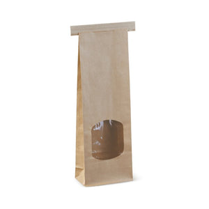 Tin - Tie Bag Small With Window Brown 260 x 88 x 47 - C644S0010 - Packware