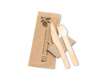 Wooden Fork Knife Napkin Set 400set/ctn - Packware