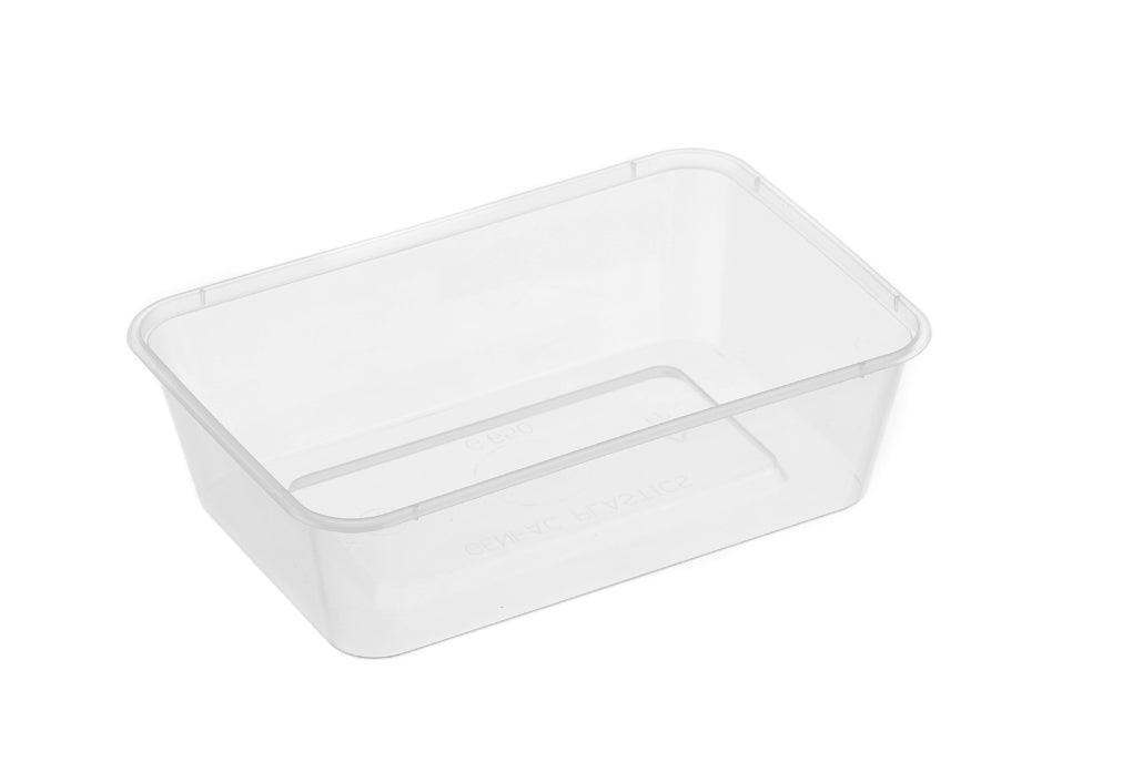 Futura 17 oz Rectangle Silver Plastic Take Out Container - with Clear Lid, Microwavable - 6 3/4 inch x 4 1/2 inch x 2 inch - 100 Count Box